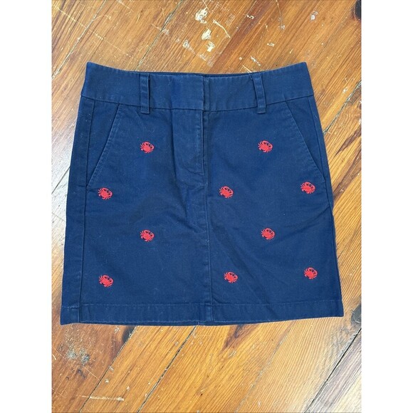 Vineyard Vines Embroidered Crab Skirt Navy Blue Red  Short Nautical Size 0 - Picture 1 of 5